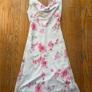 Floral Pink and White Midi Dress